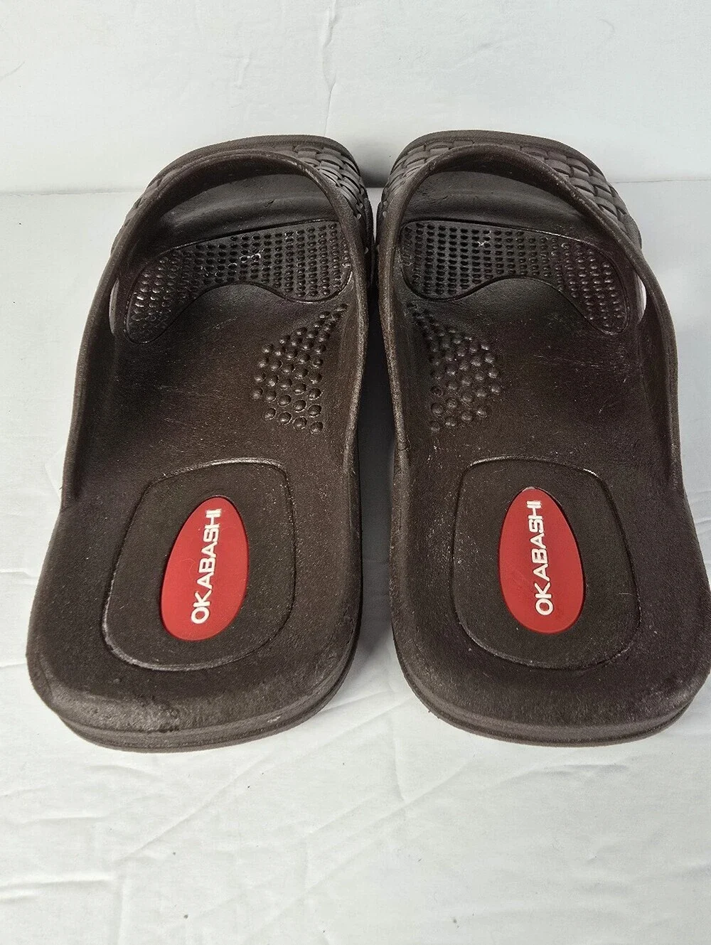 Okabashi Torino Men's Brown Slide Sandals With A Basket-Weave Design Size M/L